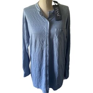 Lysse Womens Lynwell Linen Tunic Top Button Front Sz S New Lagenlook Oversized